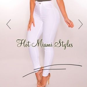 NWT- Hot Miami Styles White High Waisted Jeans